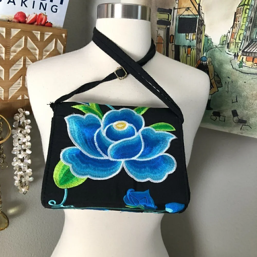 Custom Heavily Embroidered Clutch Crossbody Bag